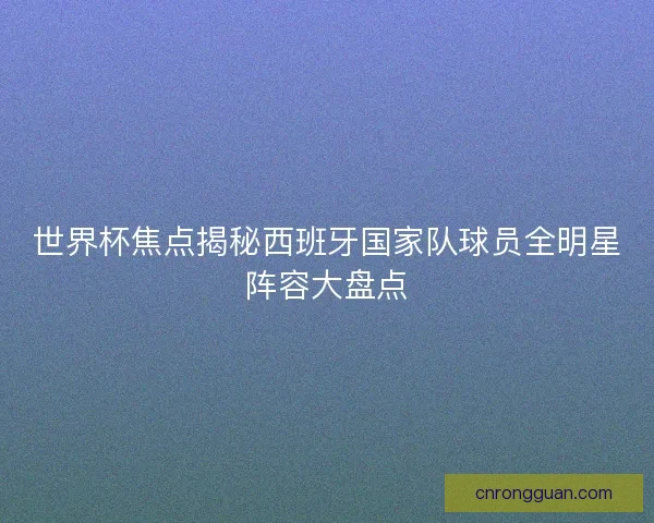 世界杯焦点揭秘西班牙国家队球员全明星阵容大盘点