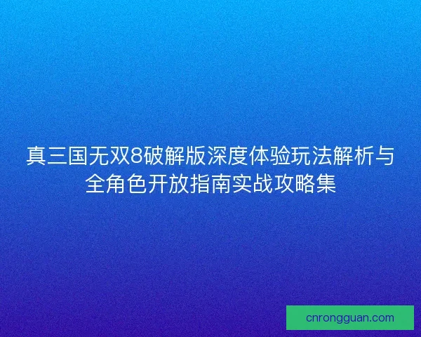 真三国无双8破解版深度体验玩法解析与全角色开放指南实战攻略集